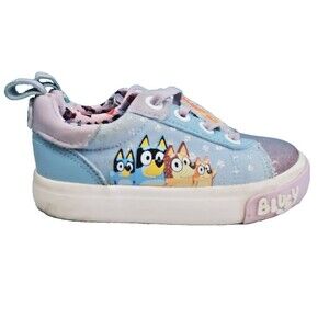 Ground Up Bluey Toddler Girl Slip On Court Sneakers Size 8 Blue Pink Glitter...